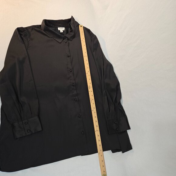THE DROP Minimalist Basic Black Stretch Satin Shirt Tunic Top Size 4X New NO Tag - Picture 14 of 16